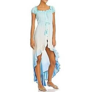 NWT MSRP$122 Tiare Hawaii TEAL BLUE OMBRE Riviera Swim Cover-up Dress One Size